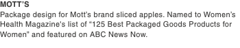 MOTT’S Package design for Mott’s brand